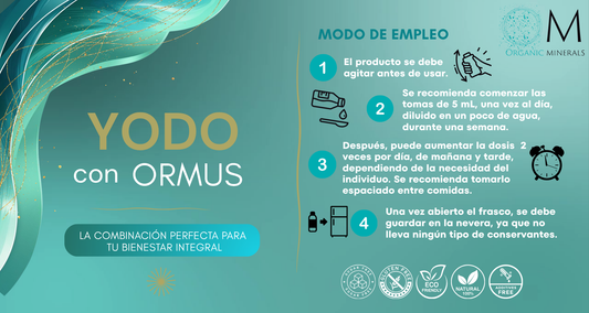 Yodo+Ormus OM Organic Minerals 500mL -Mineral esencial para la función normal tiroidea - Recomendado para personas con hipotiroidismo - Natural apto para Veganos - 1 Unidad