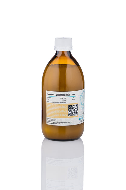 Yodo+Ormus OM Organic Minerals 500mL -Mineral esencial para la función normal tiroidea - Recomendado para personas con hipotiroidismo - Natural apto para Veganos - 1 Unidad